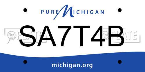 SA7T4B Michigan License Plate