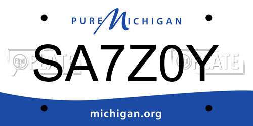 SA7Z0Y Michigan License Plate