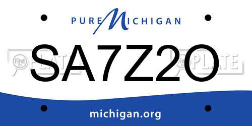 SA7Z2O Michigan License Plate