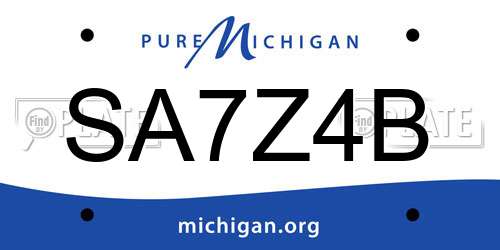 SA7Z4B Michigan License Plate