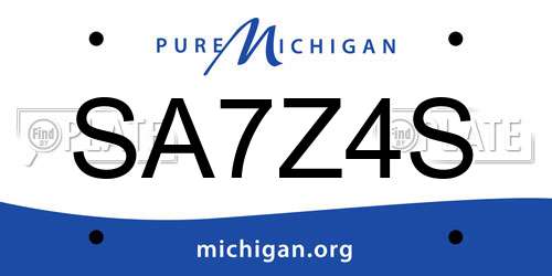 SA7Z4S Michigan License Plate