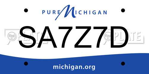 SA7Z7D Michigan License Plate