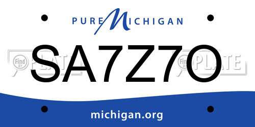 SA7Z7O Michigan License Plate