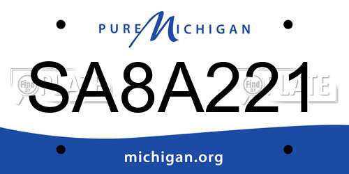 SA8A221 Michigan License Plate