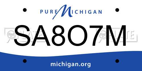 SA8O7M Michigan License Plate