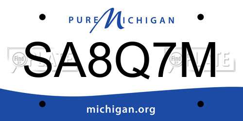 SA8Q7M Michigan License Plate