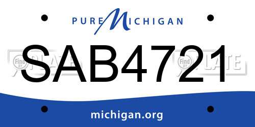SAB4721 Michigan License Plate