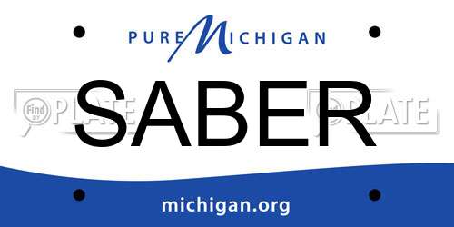 SABER Michigan License Plate