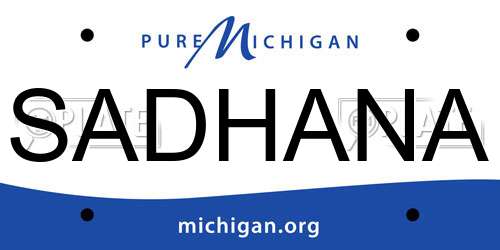 SADHANA Michigan License Plate