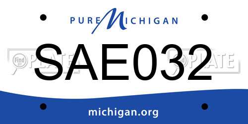 SAE032 Michigan License Plate
