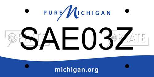 SAE03Z Michigan License Plate