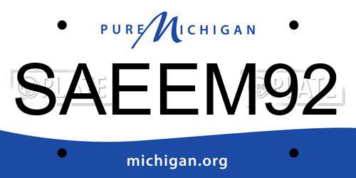 SAEEM92 Michigan License Plate