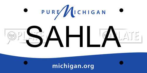 SAHLA Michigan License Plate