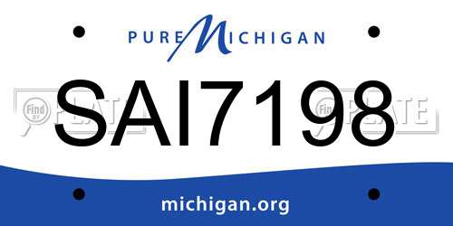 SAI7198 Michigan License Plate