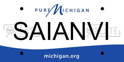 SAIANVI Michigan License Plate