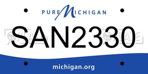 SAN2330 Michigan License Plate