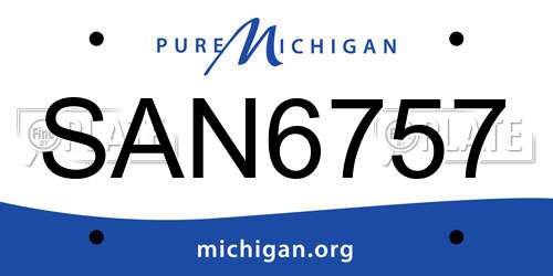 SAN6757 Michigan License Plate