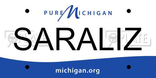 SARALIZ Michigan License Plate