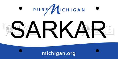 SARKAR Michigan License Plate