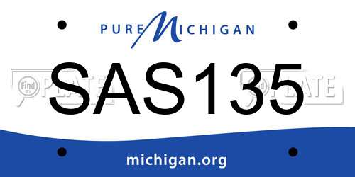 SAS135 Michigan License Plate