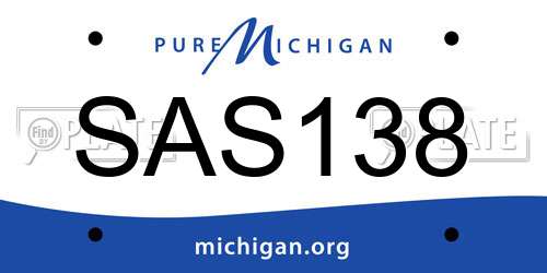 SAS138 Michigan License Plate