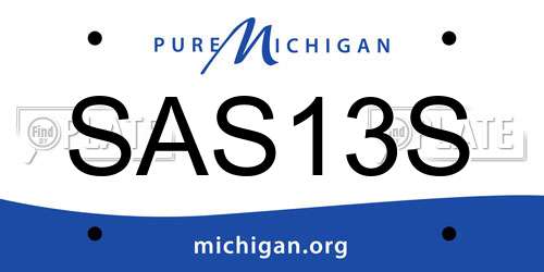 SAS13S Michigan License Plate