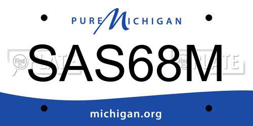SAS68M Michigan License Plate