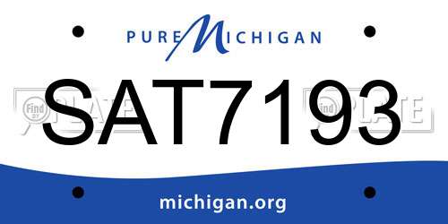 SAT7193 Michigan License Plate