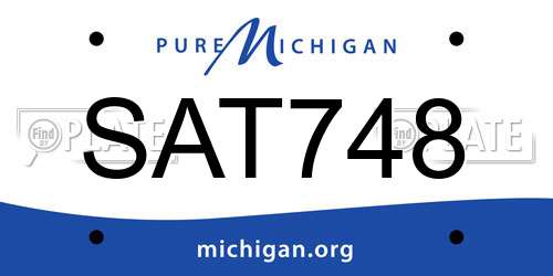 SAT748 Michigan License Plate