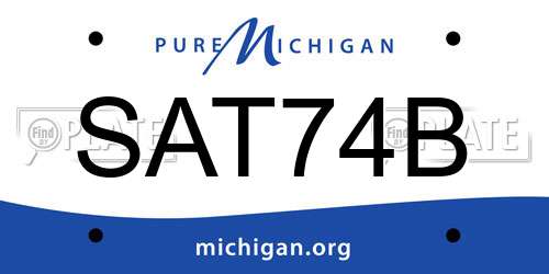 SAT74B Michigan License Plate