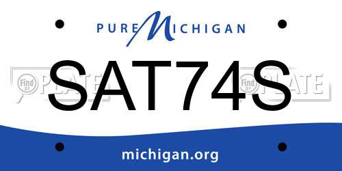 SAT74S Michigan License Plate
