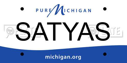SATYAS Michigan License Plate