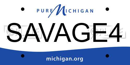 SAVAGE4 Michigan License Plate