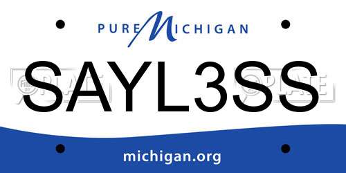 SAYL3SS Michigan License Plate