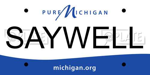 SAYWELL Michigan License Plate