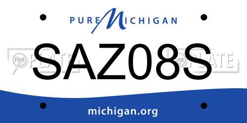 SAZ08S Michigan License Plate