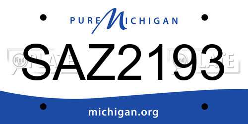 SAZ2193 Michigan License Plate