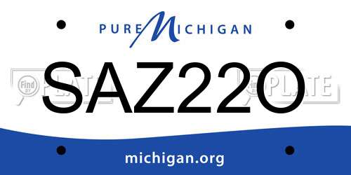 SAZ22O Michigan License Plate
