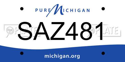 SAZ481 Michigan License Plate