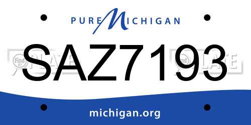 SAZ7193 Michigan License Plate