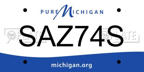 SAZ74S Michigan License Plate