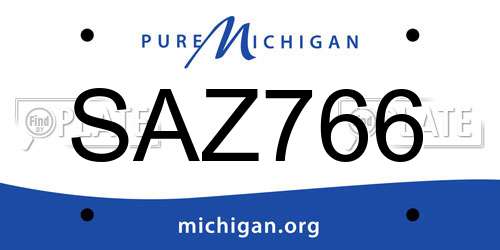 SAZ766 Michigan License Plate