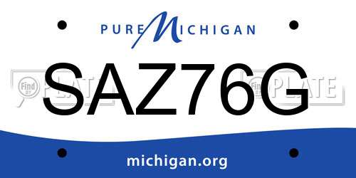 SAZ76G Michigan License Plate
