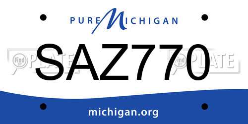 SAZ770 Michigan License Plate