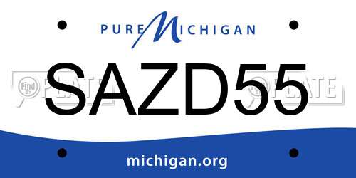 SAZD55 Michigan License Plate