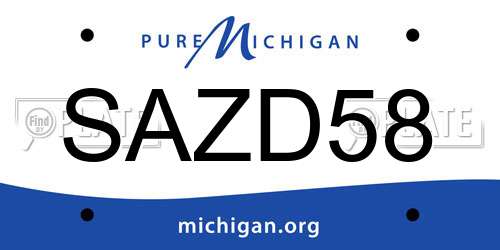 SAZD58 Michigan License Plate