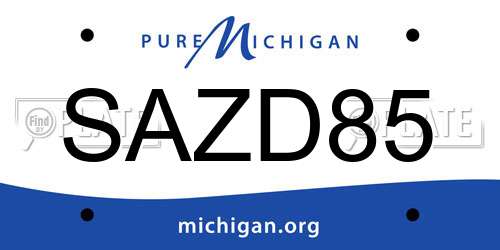 SAZD85 Michigan License Plate