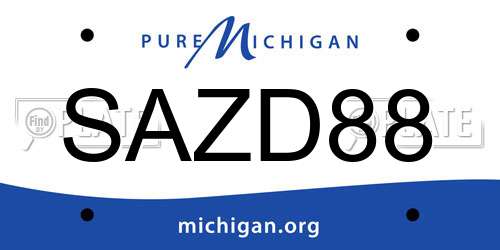 SAZD88 Michigan License Plate