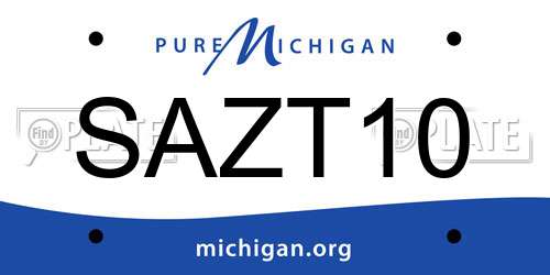 SAZT10 Michigan License Plate