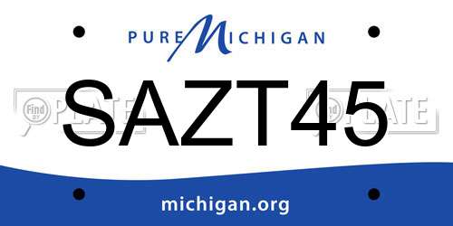 SAZT45 Michigan License Plate
